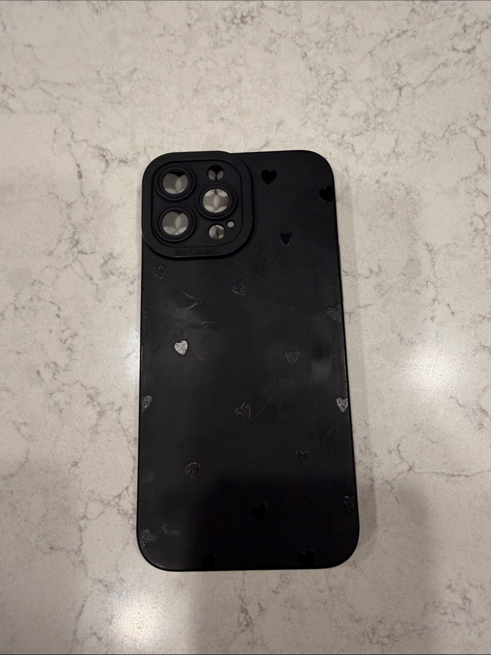 Black Heart Pattern Silicone Phone Case - Unbranded